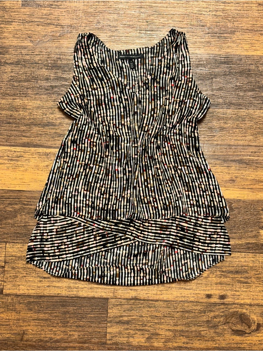White House Black Market Black Patterned Tiered Girls Dress